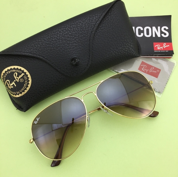 LIKE NEW RayBan Aviator RB3025 Gradient Brown Ray-Ban Sunglasses - Picture 8 of 12